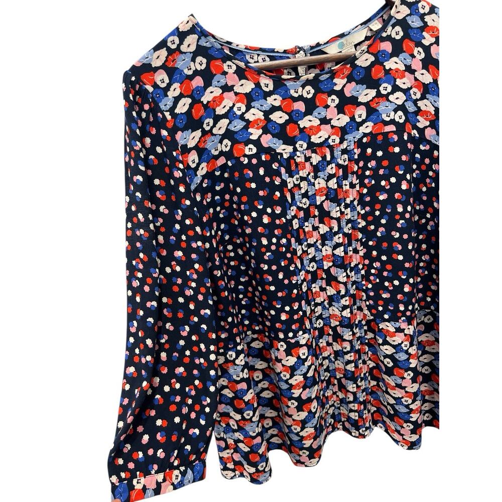 Boden Women’s Floral Blouse Uk 18/Us 14-Navy Multicolor Print Exelente Condition - Picture 3 of 6